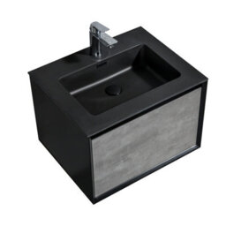 Plum&clay Declan Black & Concrete Wall Mounted Vanity Unit With Integrated Basin (W)600mm (H)400mm - thumbnail 3