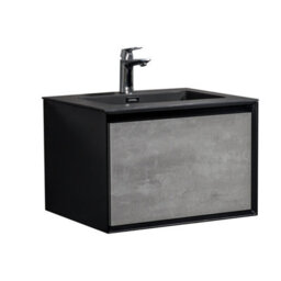 Plum&clay Declan Black & Concrete Wall Mounted Vanity Unit With Integrated Basin (W)600mm (H)400mm - thumbnail 2