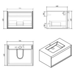 Plum&clay Declan Black & Concrete Wall Mounted Vanity Unit With Integrated Basin (W)600mm (H)400mm - thumbnail 5