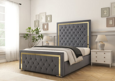 Comfort Beds Sofia Gold Steel Plush Bed Frame - image 1