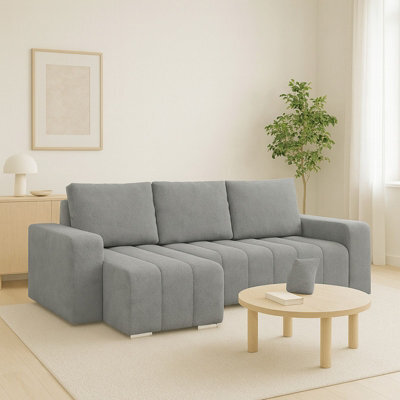 Abrielle Reversible Corner Sofa Bed With Storage And Pull Out Guest Bed Grey - image 1