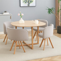 Kosy Koala Space Saving Dining Table With 4 Velvet Chairs Set, Dining Room Furniture - thumbnail 2