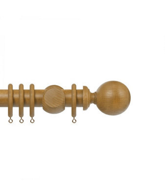 Premium 35mm Wooden Curtain Pole Set - Light Oak 430Cm