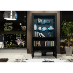 Creative Furniture Spectrum Display Cabinet 170Cm - Black With Gloss Doors And Led Lights - thumbnail 3
