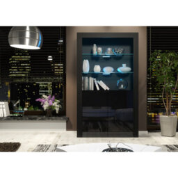 Creative Furniture Spectrum Display Cabinet 170Cm - Black With Gloss Doors And Led Lights - thumbnail 2