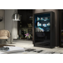 Creative Furniture Spectrum Display Cabinet 170Cm - Black With Gloss Doors And Led Lights - thumbnail 6