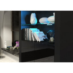 Creative Furniture Spectrum Display Cabinet 170Cm - Black With Gloss Doors And Led Lights - thumbnail 4