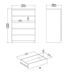Furniture To Go Naia Chest Of 5 Drawers In Cashmere Jackson Hickory (W) 77 X  (H) 111.3 X (D) 50Cm - thumbnail 8