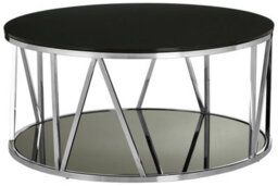 Orsina Modern Round Chrome Finish Coffee Table, Elegant Design Decorative Coffee Table, Durable Modern Coffee Table - thumbnail 2