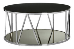 Orsina Modern Round Chrome Finish Coffee Table, Elegant Design Decorative Coffee Table, Durable Modern Coffee Table