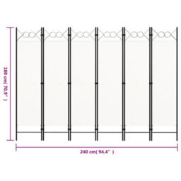 Vidaxl 6-Panel Room Divider White 240X180 Cm Room Dividers - thumbnail 6