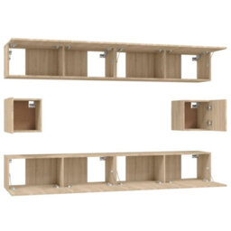 Berkfield 6 Piece Tv Cabinet Set Sonoma Oak Engineered Wood - thumbnail 5