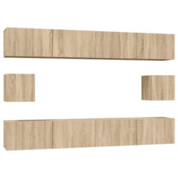 Berkfield 6 Piece Tv Cabinet Set Sonoma Oak Engineered Wood - thumbnail 2