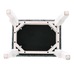 White Legs Upholstered Dressing Table Stool Silver Grey Velvet Vanity Seat Solid Pine Frame - thumbnail 2