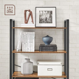 Songmics Vasagle Bookshelf, 6-Tier Shelving Unit With Steel Frame, Tall Shelves, Rustic Brown And Ink Black - thumbnail 5
