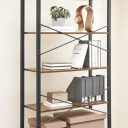 Songmics Vasagle Bookshelf, 6-Tier Shelving Unit With Steel Frame, Tall Shelves, Rustic Brown And Ink Black - thumbnail 7