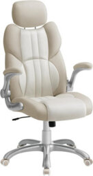 Songmics Ergonomic Office Chair With Adjustable Headrest & Tilt Function, Foldable Armrests, Locking Castors, Gaming, Cream White - thumbnail 7