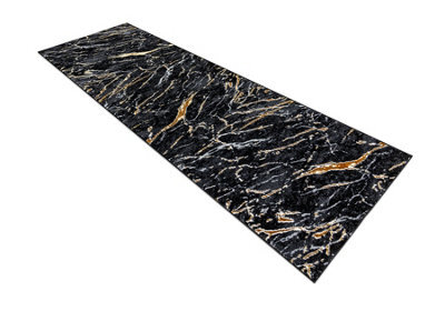 RugsX Carpet, Runner Allure 1963 Marble - Structural, Stylish, Glamour Black Gold 60X300 Cm - image 1