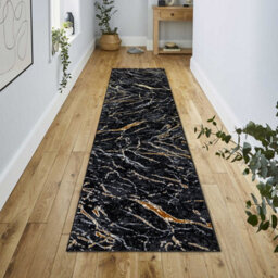 RugsX Carpet, Runner Allure 1963 Marble - Structural, Stylish, Glamour Black Gold 60X300 Cm - thumbnail 5