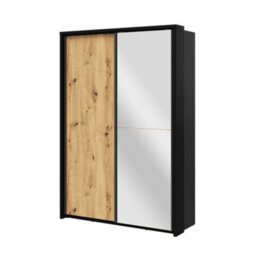 Arte Lux Xxi -Elegant Two Mirrored Sliding Door Wardrobe (H2150mm W1600mm D570mm) With Customisable Interior Layout - Oak Artisan/black - thumbnail 3