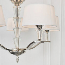 Luminosa Lighting Luminosa Fiennes 5 Light Multi Arm Ceiling Pendant Chrome, White Tc Fabric, E14 - thumbnail 5