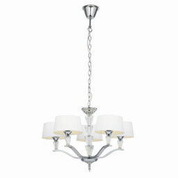 Luminosa Lighting Luminosa Fiennes 5 Light Multi Arm Ceiling Pendant Chrome, White Tc Fabric, E14 - thumbnail 6