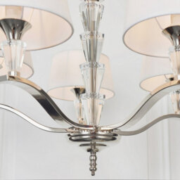 Luminosa Lighting Luminosa Fiennes 5 Light Multi Arm Ceiling Pendant Chrome, White Tc Fabric, E14 - thumbnail 4
