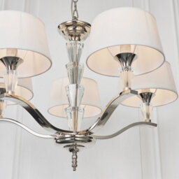 Luminosa Lighting Luminosa Fiennes 5 Light Multi Arm Ceiling Pendant Chrome, White Tc Fabric, E14 - thumbnail 3