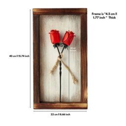 Novecrafto Mountable Wooden Frame With Red Forged Iron Roses - Ideal Iron Gifts For 6Th Anniversary - Wrought Iron And Wood Fusion For Her - thumbnail 3