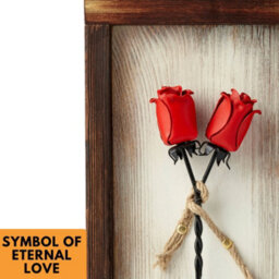 Novecrafto Mountable Wooden Frame With Red Forged Iron Roses - Ideal Iron Gifts For 6Th Anniversary - Wrought Iron And Wood Fusion For Her - thumbnail 7