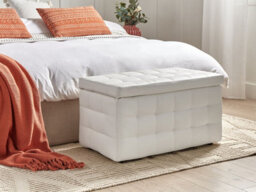 Beliani Storage Ottoman Michigan Faux Leather White - thumbnail 2