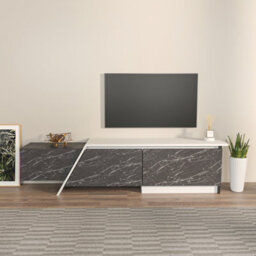 Decorotika Zonas Tv Stand Tv Unit For Tvs Up To 55 Inch White And Black Marble Effect