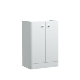 Nuie Hudson Reed Core Floor Standing 2 Soft Close Door Vanity Unit, Bathroom Vanity Units With Storage In Gloss White, 600mm - thumbnail 1