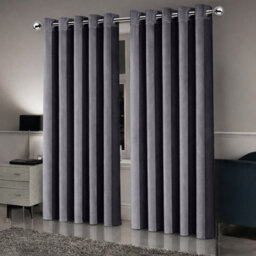 Oxford Homeware Eyelet Linen Effect Curtains Charcoal Fully Lined 100%blackout Thermal Insulated Curtains Pair (W)168Cmx(L)228Cm