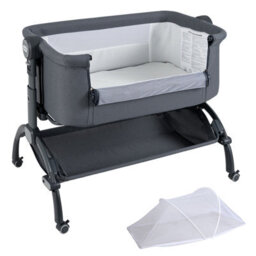Costway Baby Bassinet Bedside Sleeper Bedside Crib W/ 7-Height Adjustment-Grey - thumbnail 1
