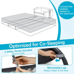 Costway Baby Bassinet Bedside Sleeper Bedside Crib W/ 7-Height Adjustment-Grey - thumbnail 8