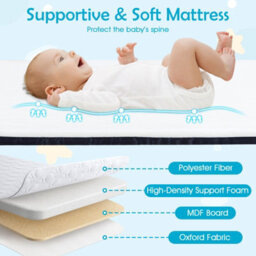 Costway Baby Bassinet Bedside Sleeper Bedside Crib W/ 7-Height Adjustment-Grey - thumbnail 9