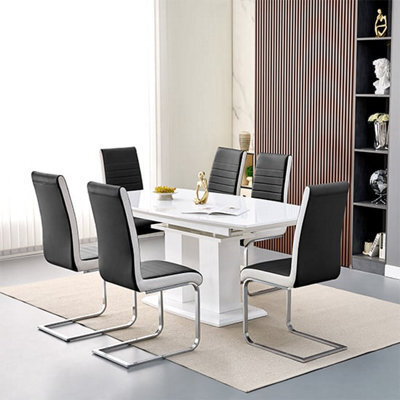 Furniture in Fashion Genisimo Large Gloss Extending Dining Table 6 Symphony Black Chairs - image 1