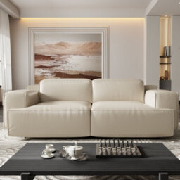 Valencia Valentina Leather Loveseat Recliner Sofa Beige Nappa 11000 Leather Kiln Dried Wood Adjustable Headrest - thumbnail 4
