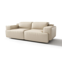 Valencia Valentina Leather Loveseat Recliner Sofa Beige Nappa 11000 Leather Kiln Dried Wood Adjustable Headrest - thumbnail 1