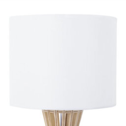 Beliani Table Lamp, Light Brown Slatted Wood Base With White Polycotton Shade, 27Cm X 27Cm X 37Cm - thumbnail 6