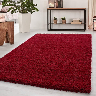 Wadan 160X230Cm Red Shaggy Rug - Rectangular Soft Touch Thick Pile Modern Area Rug - Rugs For Living & Bedroom Non Shedding - image 1