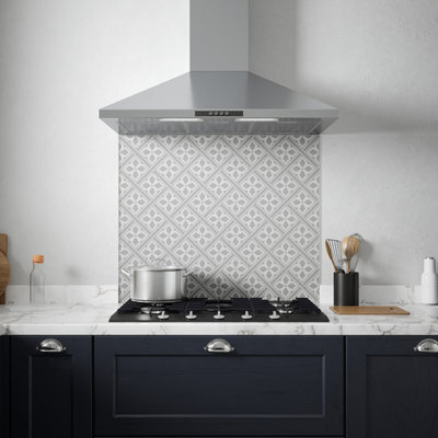 Laura Ashley Mr Jones Charcoal Geometric Self-Adhesive Glass Splashback, (H)750mm (W)900mm (T)6mm - image 1