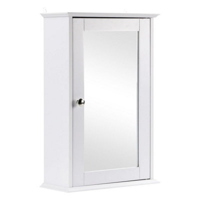 Taylor & Brown Single Door Mirrored Bathroom Cabinet Storage Cupboard Organiser Wall Mounted With Adjustable Shelf (White) - image 1