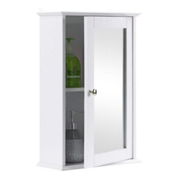 Taylor & Brown Single Door Mirrored Bathroom Cabinet Storage Cupboard Organiser Wall Mounted With Adjustable Shelf (White) - thumbnail 6