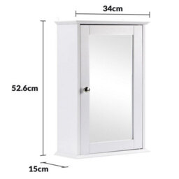 Taylor & Brown Single Door Mirrored Bathroom Cabinet Storage Cupboard Organiser Wall Mounted With Adjustable Shelf (White) - thumbnail 5