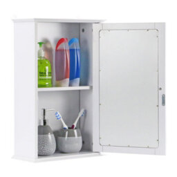 Taylor & Brown Single Door Mirrored Bathroom Cabinet Storage Cupboard Organiser Wall Mounted With Adjustable Shelf (White) - thumbnail 7