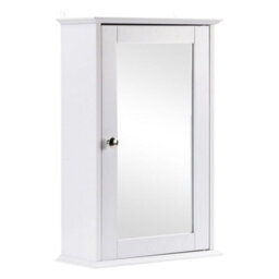 Taylor & Brown Single Door Mirrored Bathroom Cabinet Storage Cupboard Organiser Wall Mounted With Adjustable Shelf (White)