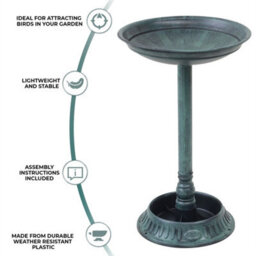 Garden Bird Bath Bowl Planter Outdoor Traditional Green - thumbnail 3