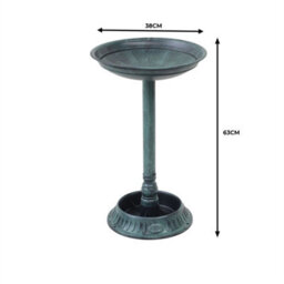 Garden Bird Bath Bowl Planter Outdoor Traditional Green - thumbnail 2